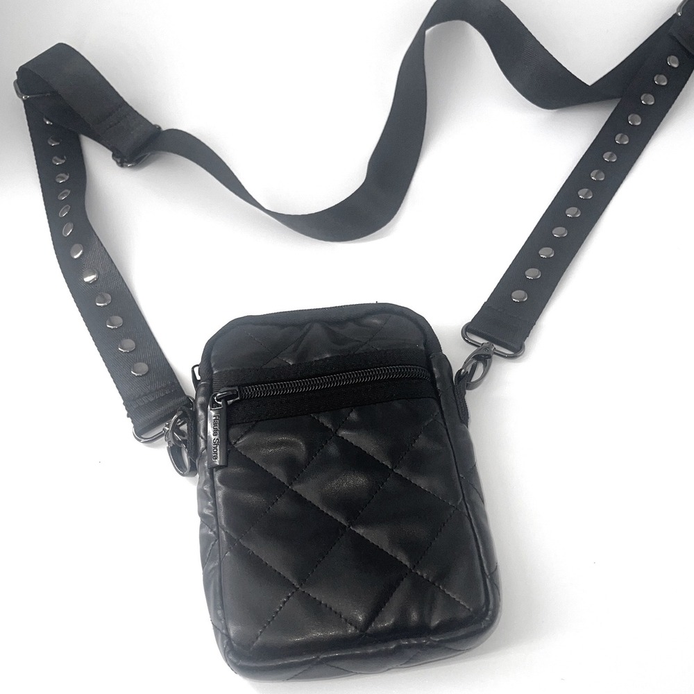 Haute Shore Casey Black Quilted Phone Crossbody Bag Rivet Strap NWOT Vegan